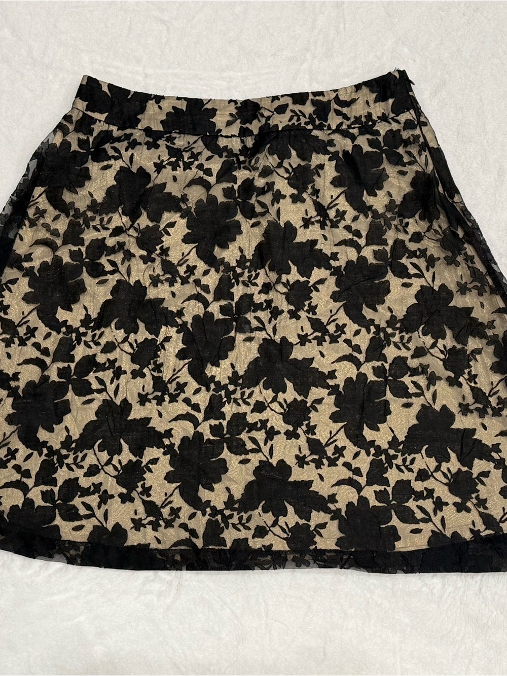 Apt. 9 Black Floral Lace A-Line Skirt on Beige